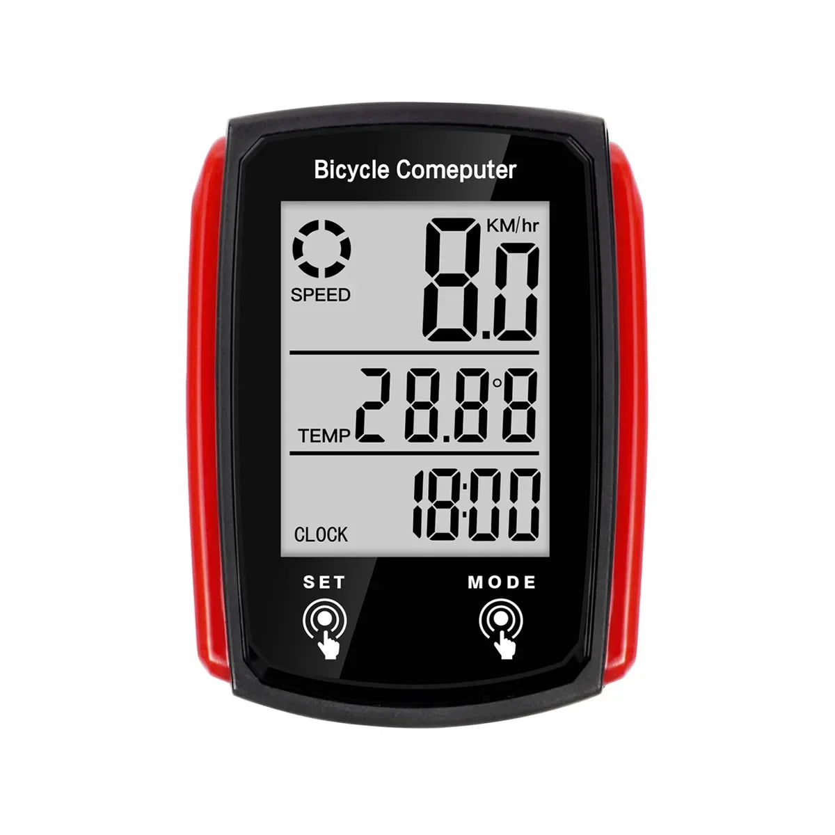 Bicycle Computer Wired Speedometer Bike USB Luminous LCD Rechargeable Odometer for Road Mountain Bike Cycling Speed Counter Qme Red