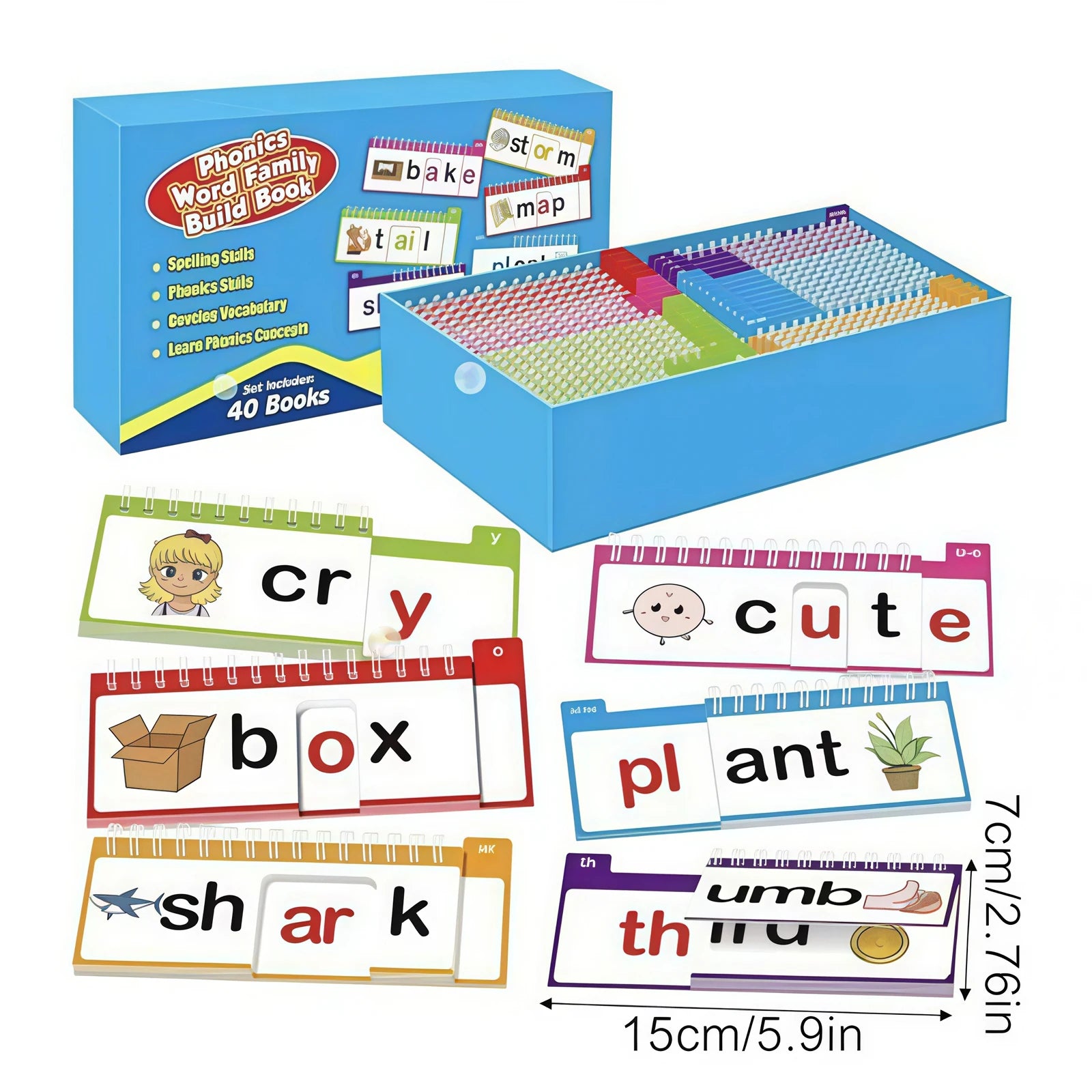 Reading Flip Book Read and Rhyme Flip Books Word Family Flip Books Flash Cards ABC Vocabulary Cards Montessori Educational Qme