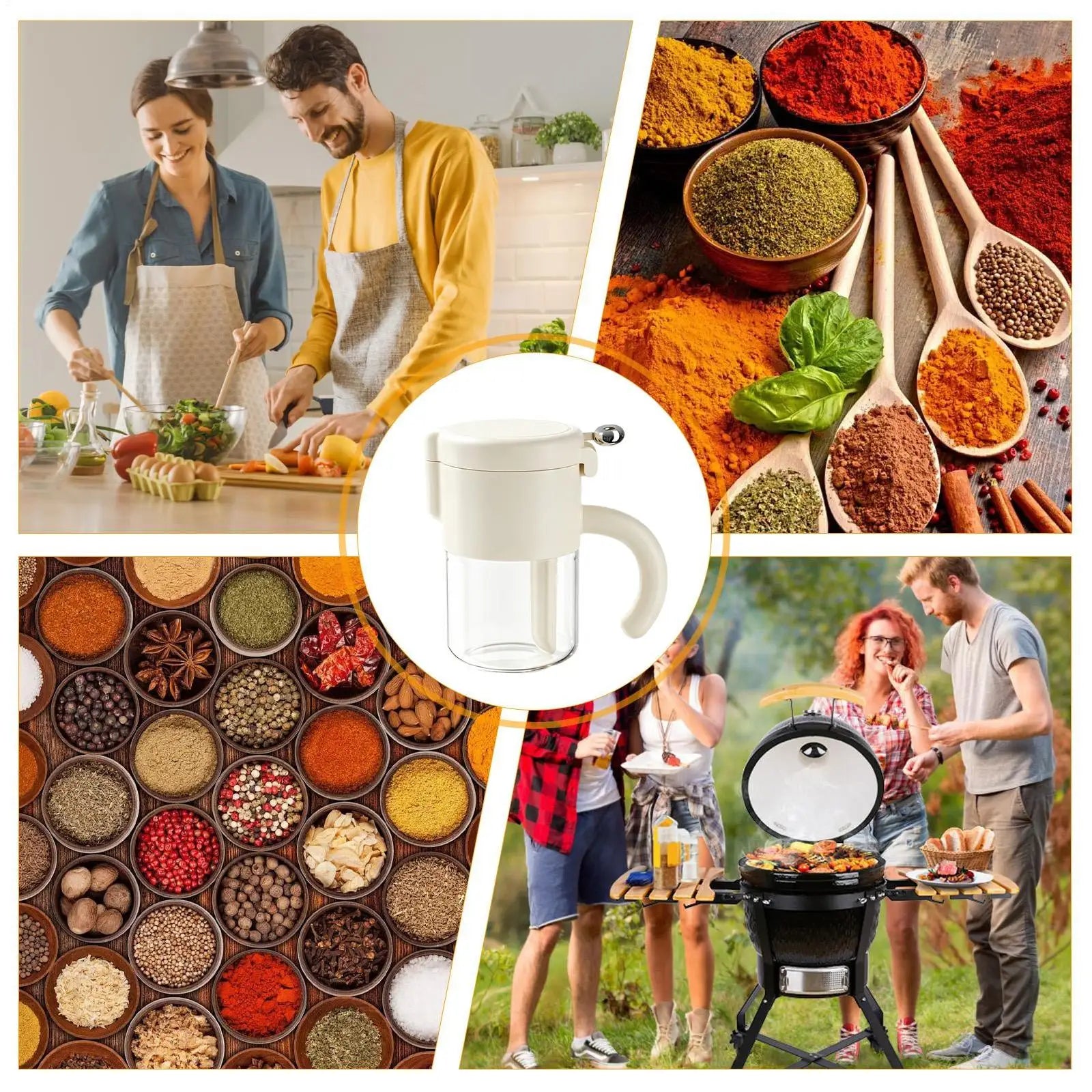 Seasoning Organizer Kitchen Tool Condiment Storage Box Chili Powder Qme