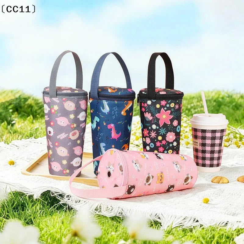 Cute Cartoon Insulated Water Bottle Carrier Bag Waterproof Fabric Qme