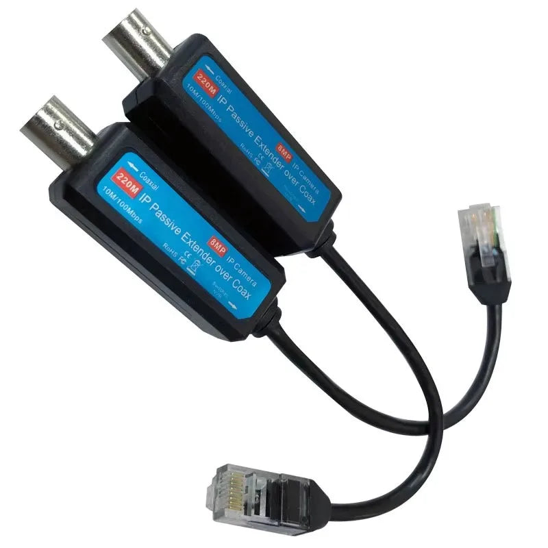 ESCAM 1-CH Passive IP Extender over Coax Transmit IP Camera signal over Existing Coaxial Cable at 100Mbps Qme