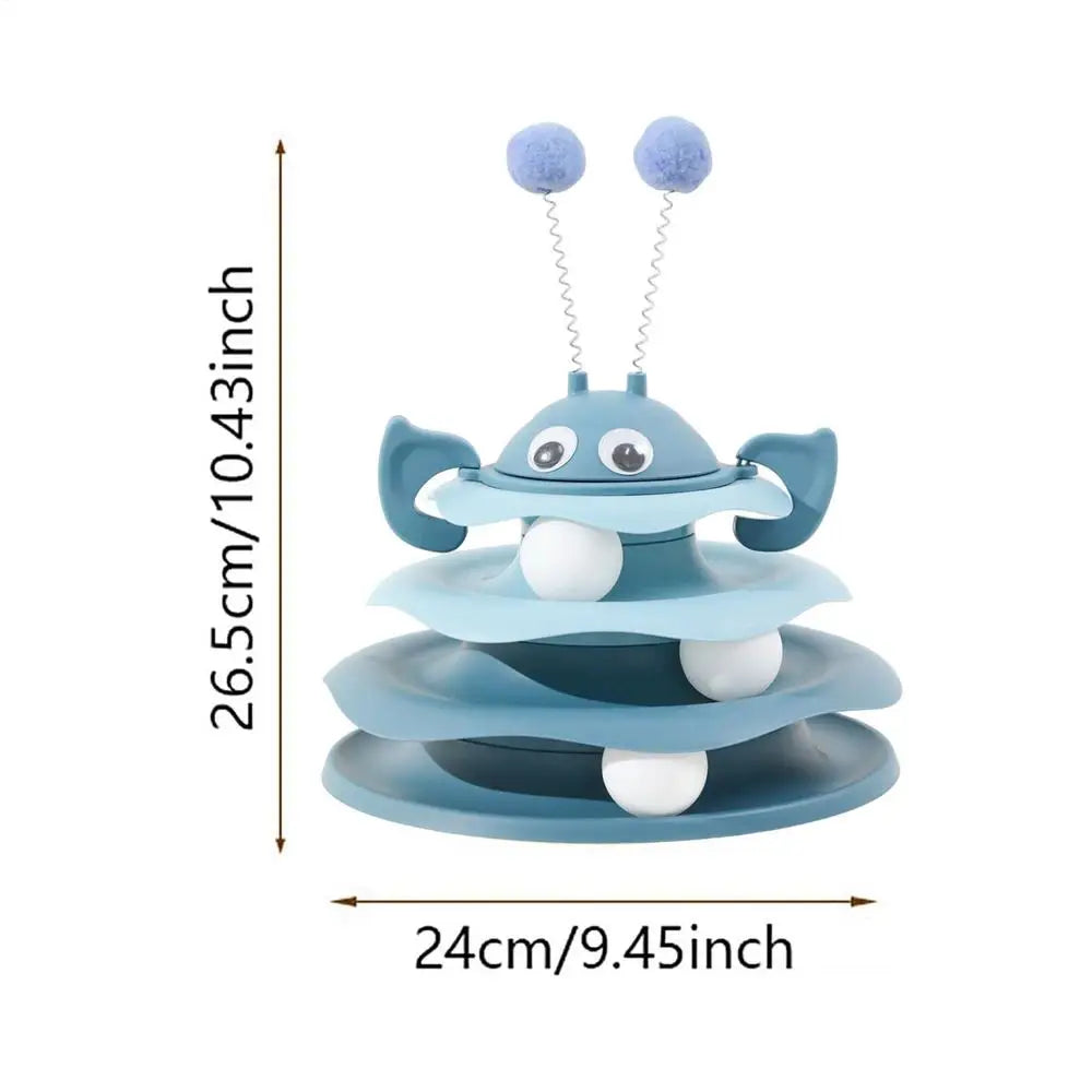 Interactive Cat Toy Cute Turntable Tower With Balls Self Play Cat Toys Indoor Games For Kitten Enrichment Stimulation Exercise Qme Blue China Mainland