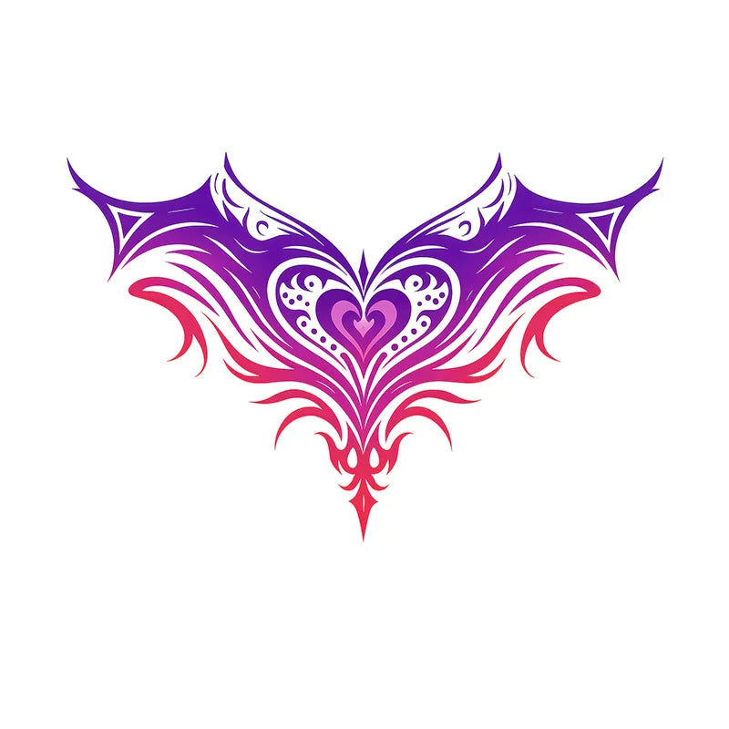 Gradient Heart Succubus Tattoo, Waterproof 5-7 Days Lasting, Couple Matching Temporary Fake Tattoo, Women Sexy Body Art Qme
