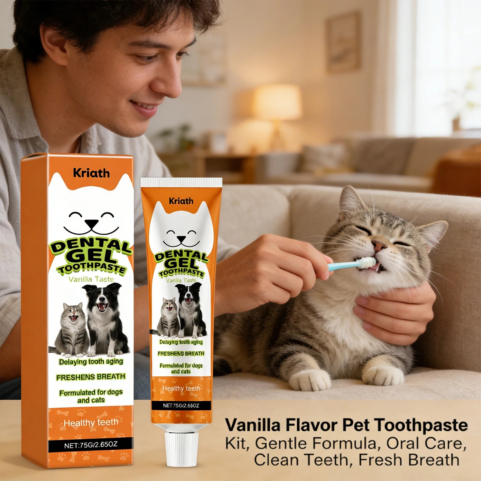 Pet Toothpaste Care Set Effectively Remove Dental Plaque Whitening Teeth Eliminate Pet Oral Odor Vanilla Flavored Pet Toothpaste Qme Default Title