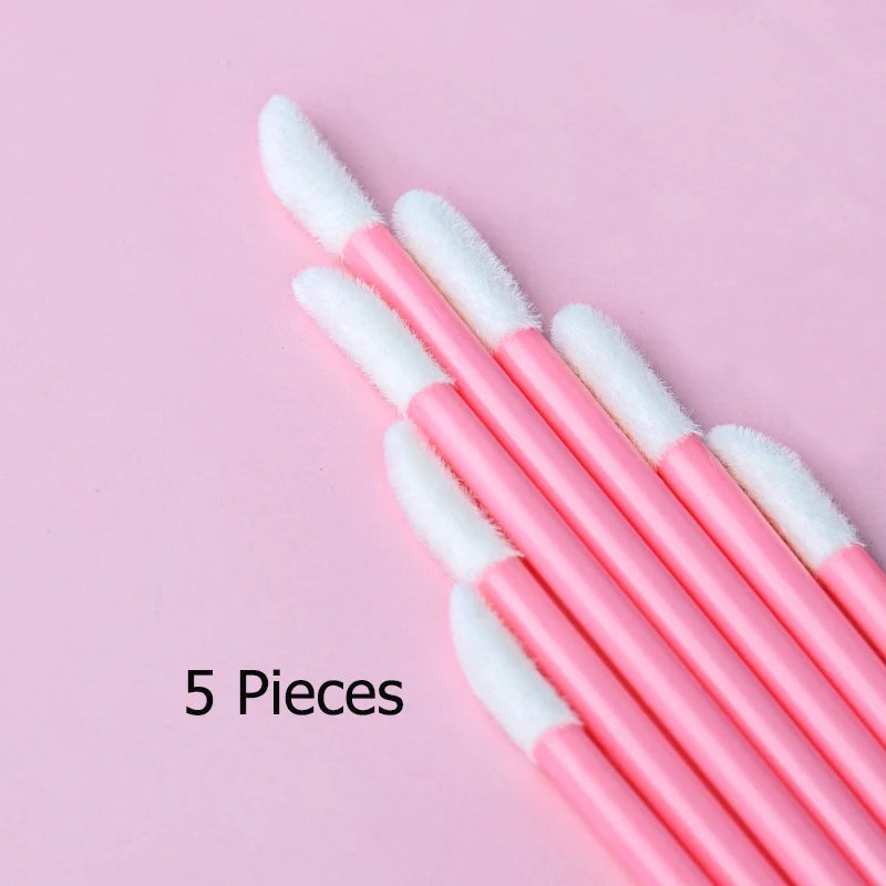5/50/100Pcs Lip Brushes Disposable Cosmetic Lip Brush Lipstick Lip Glossy Wands Cleaner Applicator Eyeshadow Makeup Brush Tool Qme 5Pcs Pink