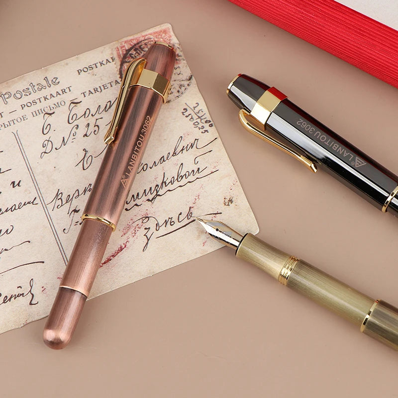 3062 Unique Antique Brass Pocket Roller Ball Pen Short Portable Pens Qme