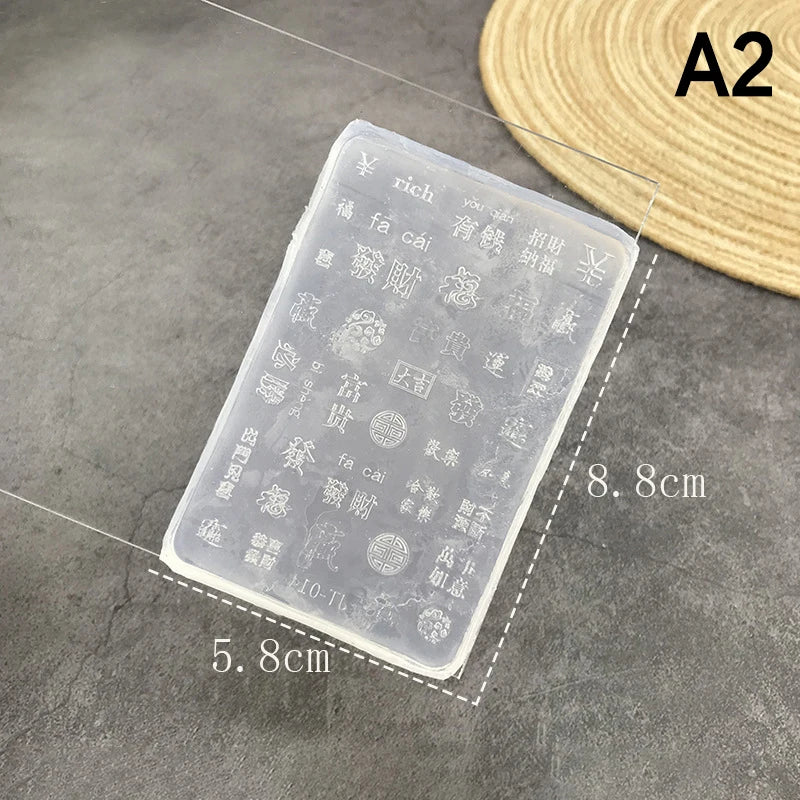 Chinese Manicure DIY UV Gel Drip Mold Retro Totem Fu Character Lucky Qme A2