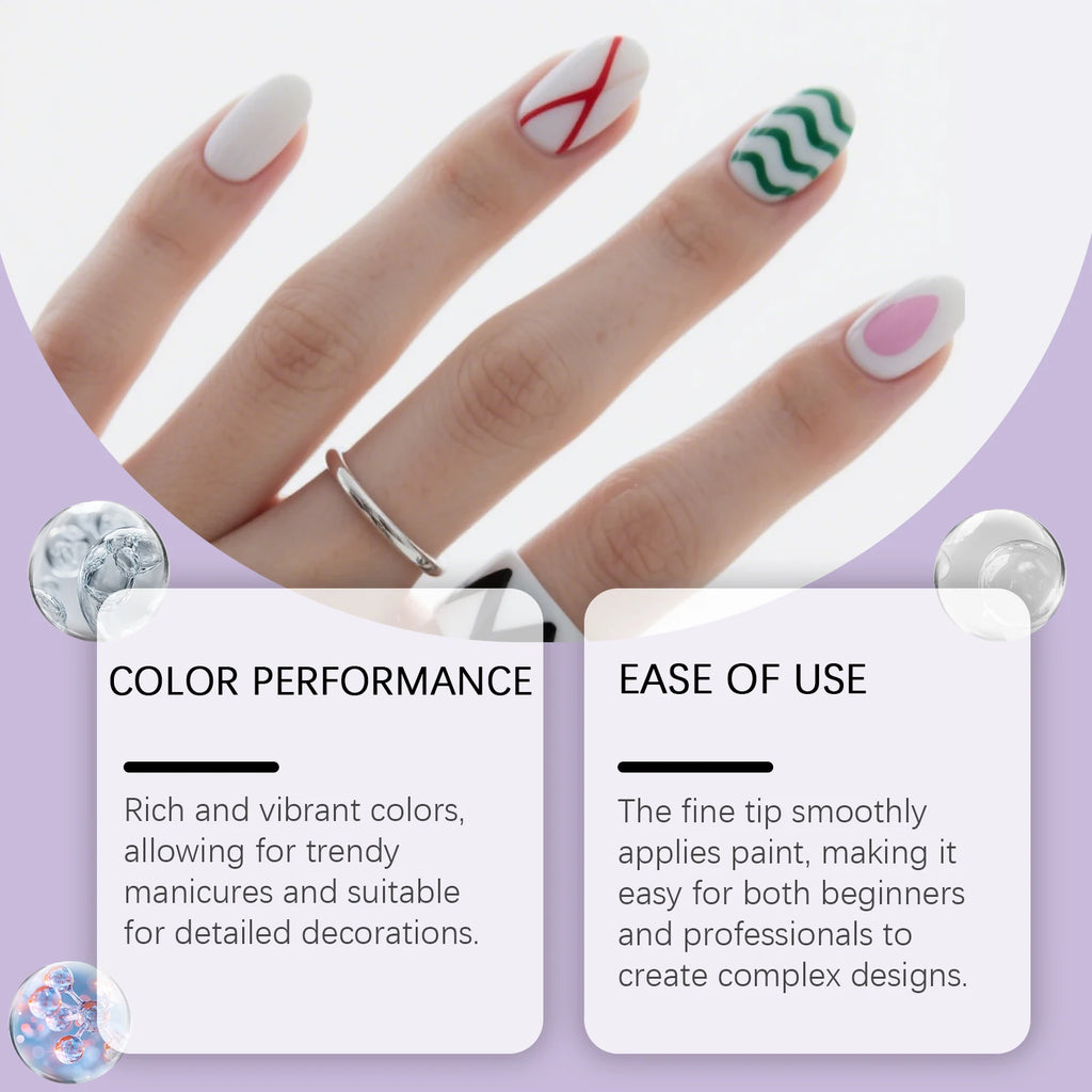 12pcs/Set Nail Art Graffiti Pen DIY Nail Art Painting Pens Abstract Lines Fine Design Multi-Color Drawing Nail Painting Tools Qme