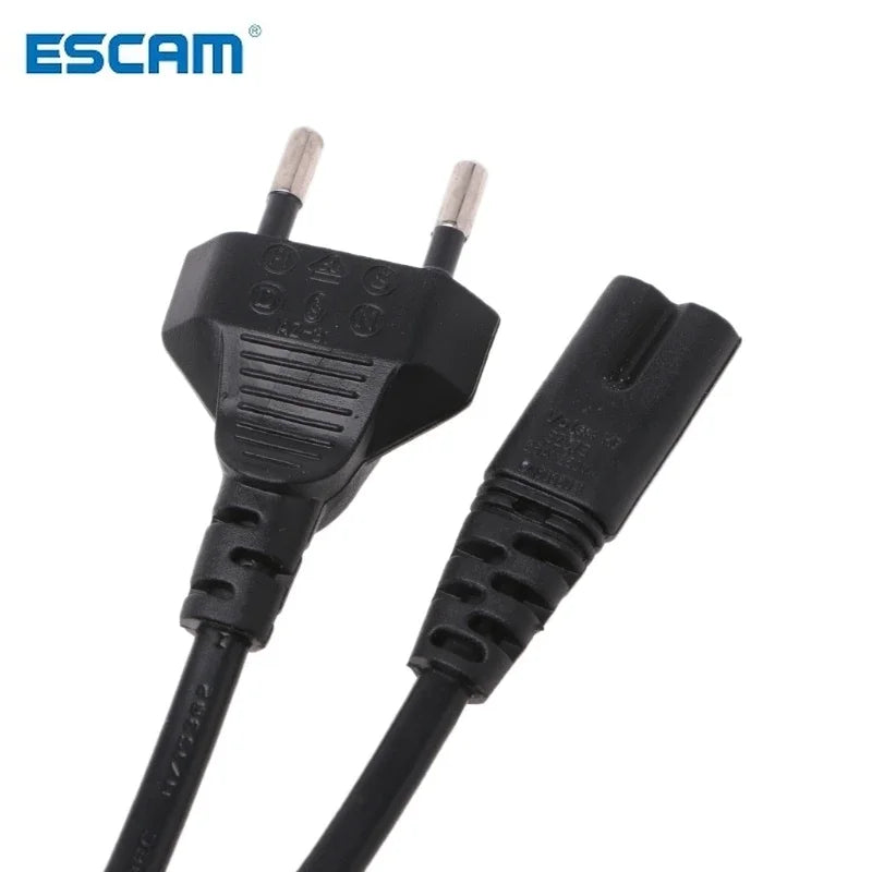 10pc 0.6M 2ft-Prong Pin AC EU Power Cable High Quality Wire Conductor Power Cord For Desktop Laptop Qme