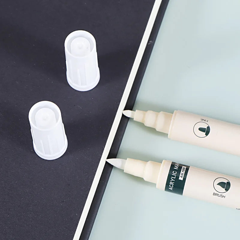 4Pcs Art Dual Tip Acrylic Black/White/Gold/Silver Paint Marker Pens, Suitable For Rock Painting,Glass, DIY Process Paint Set Qme