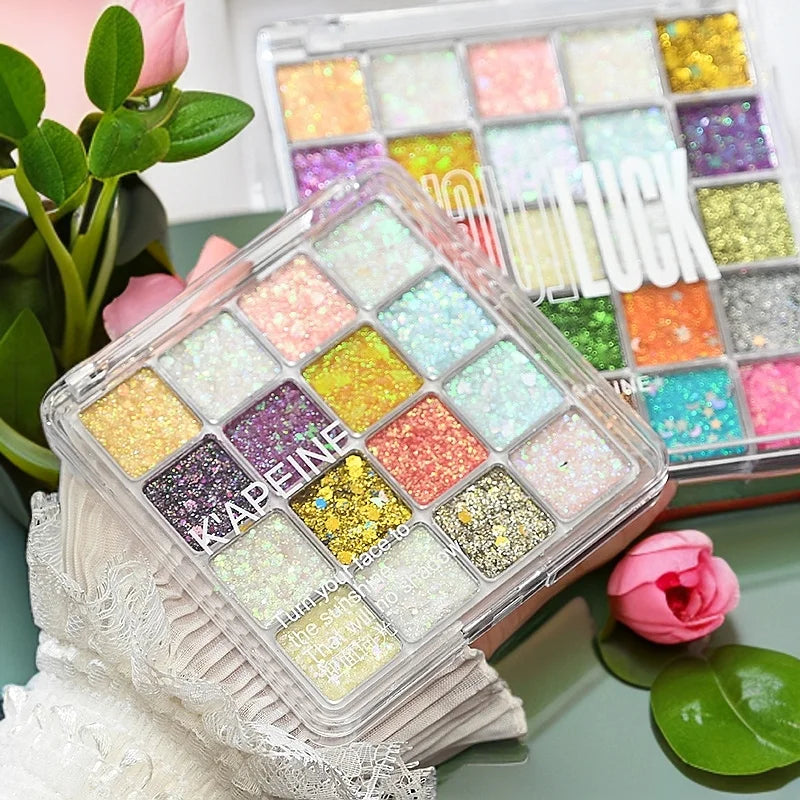 16 25 Eye Shadow Palette Vibrant Flash Gloss Multi-color Sequins Qme