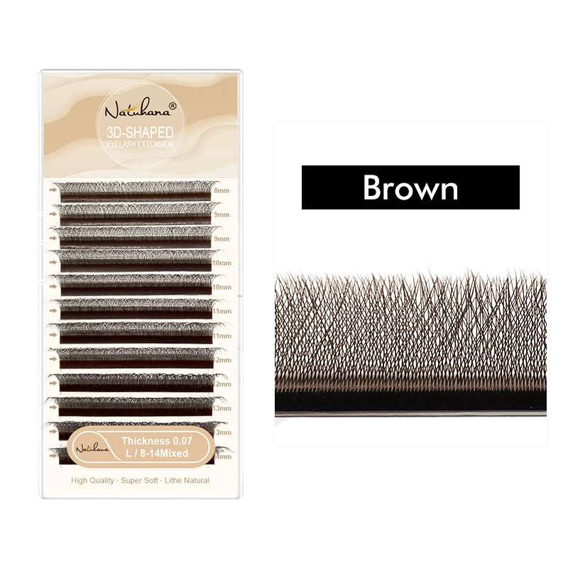 NATUHANA W Shape Premade Volume Fans 3D 4D 5D Brown Eyelash Qme