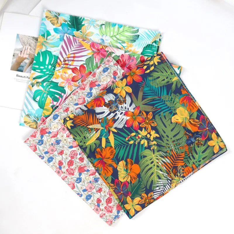 70cm*70cm Flower Fashion Hip Hop 100% Cotton Bandana Square Scarf Paisley Headband for Women/Men/Boys/Girls Print Handkerchief Qme