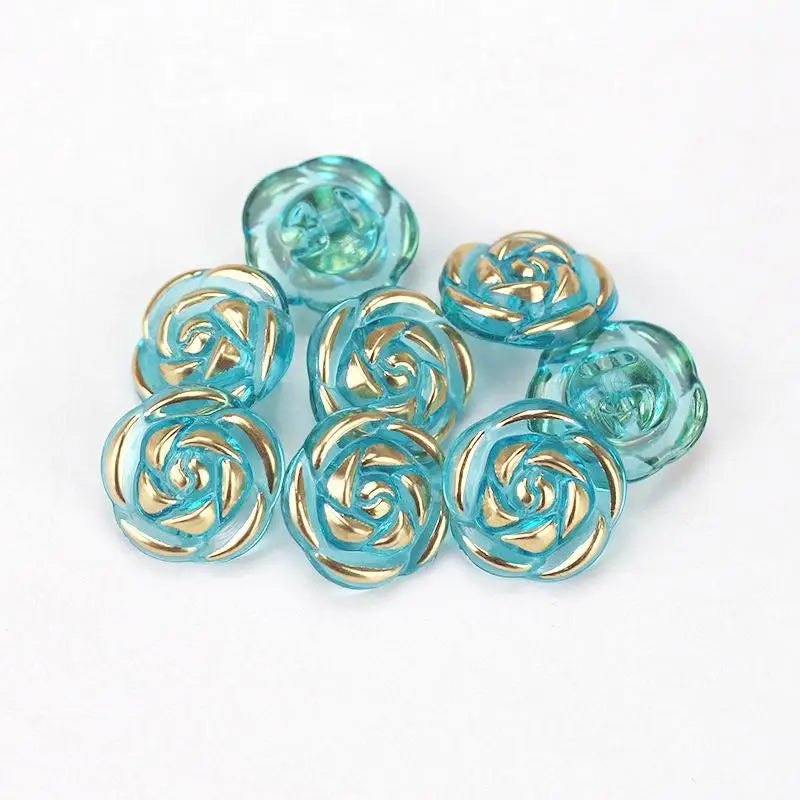 Pcs Durable Acrylic Buttons in Rose Design for Clothing Crafting Qme Blue