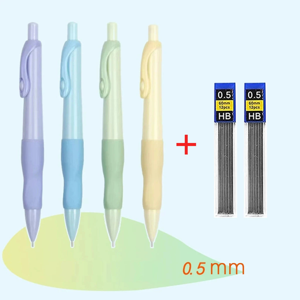 Mechanical Pencil Set 0.5/0.7mm HB Black Lead Refill Cute Art Drawing Painting Automatic Pencil Office School Supplies Qme 0.5mm
