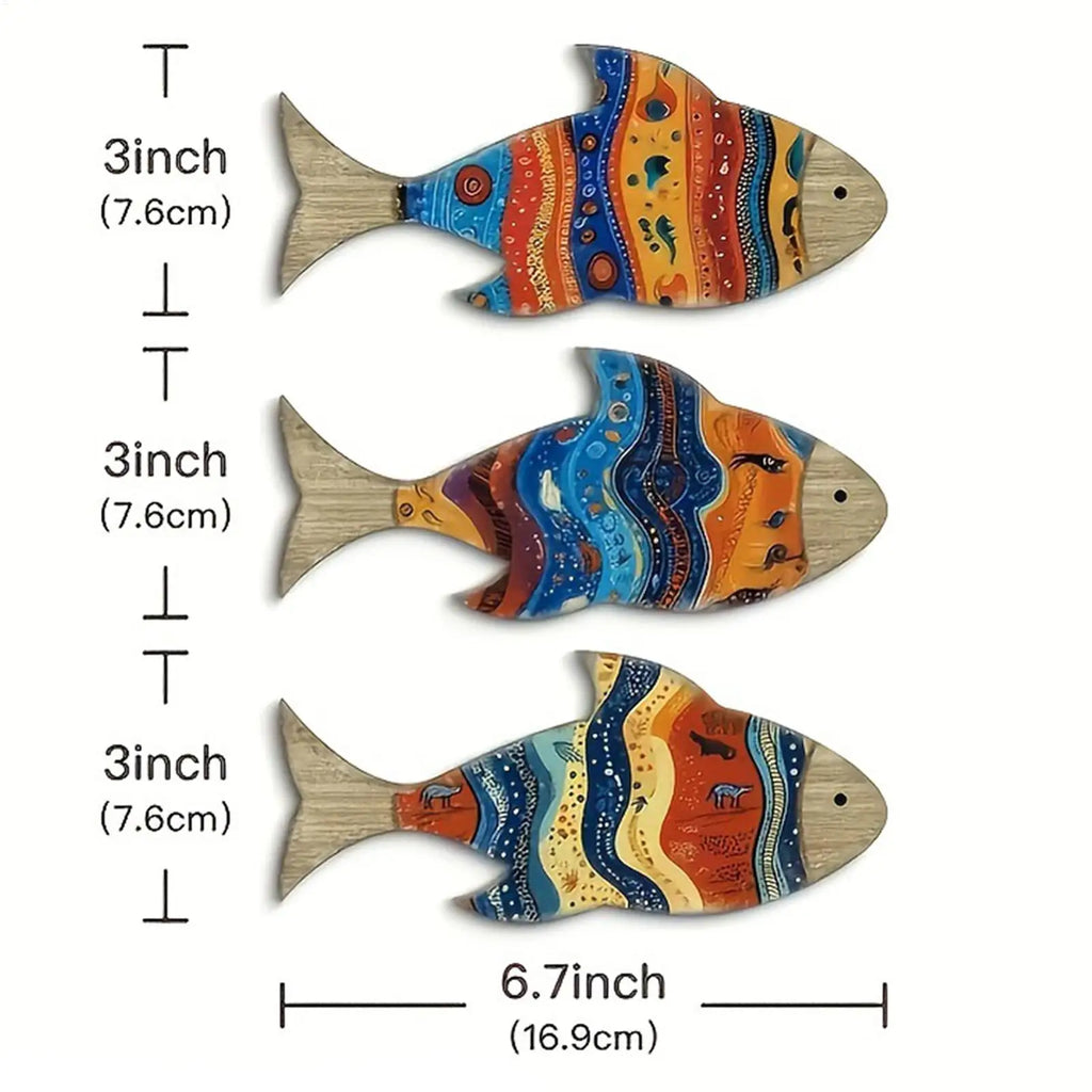 Fish Decorations Wall Wood Decor Tropical Series Ornament Rustic Qme