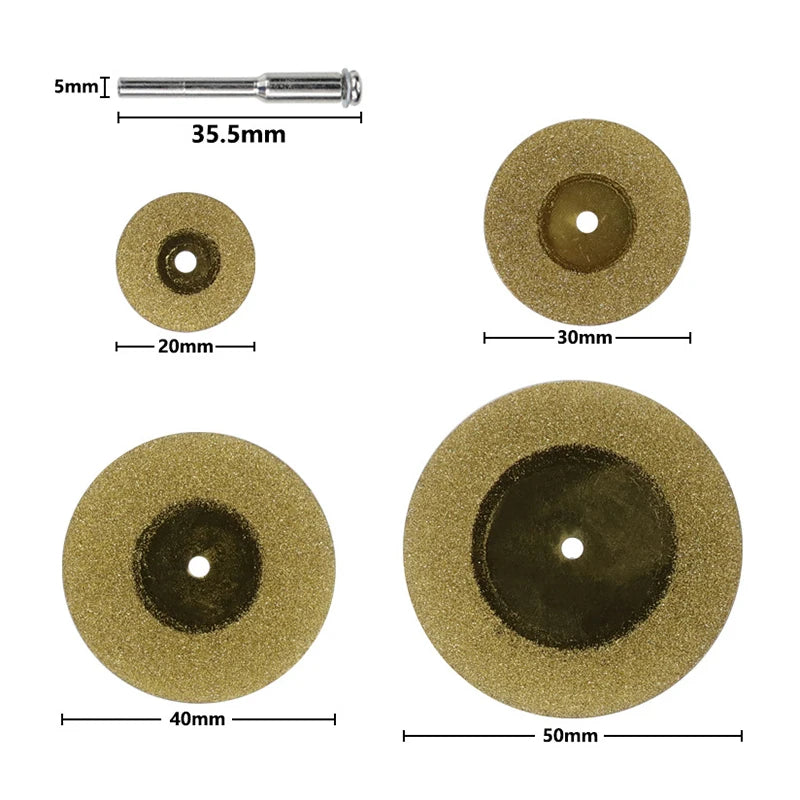 20/30/40/50mm Diamond Cutting Disc For Rotary Tools Coated Circular Saw Blade For Cutting Gemstone Glass Ceramic Qme 1set