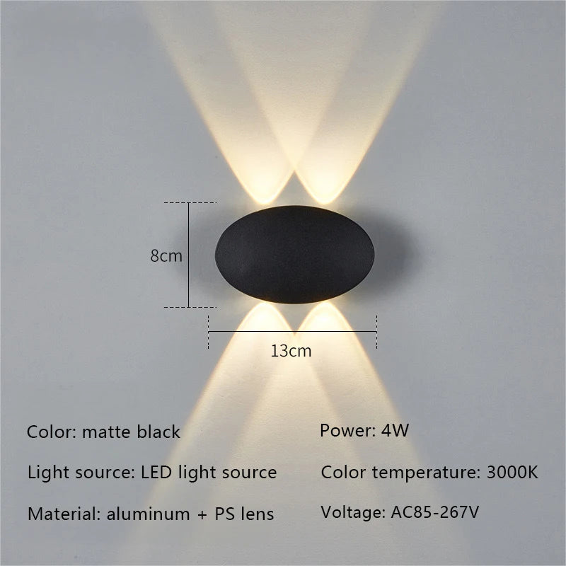 Modern Simple LED 4W Oval Outdoor Indoor IP65 Waterproof Garden Wall Lamp Warm Light Voltage 85v-265v Qme Warm Light 4w