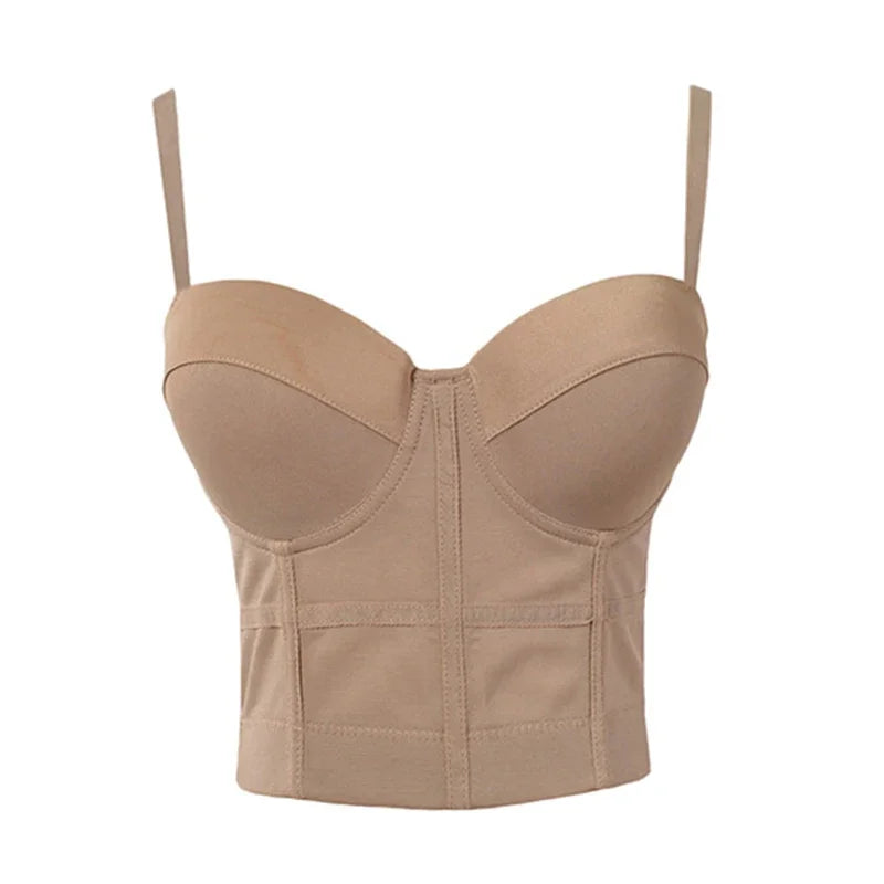 Mesh Push Up Bralet Women's Corset Bustier Bra Night Club Party Long Cropped Top Vest Plus Size Tank Top Women White Corset Qme KQ XL