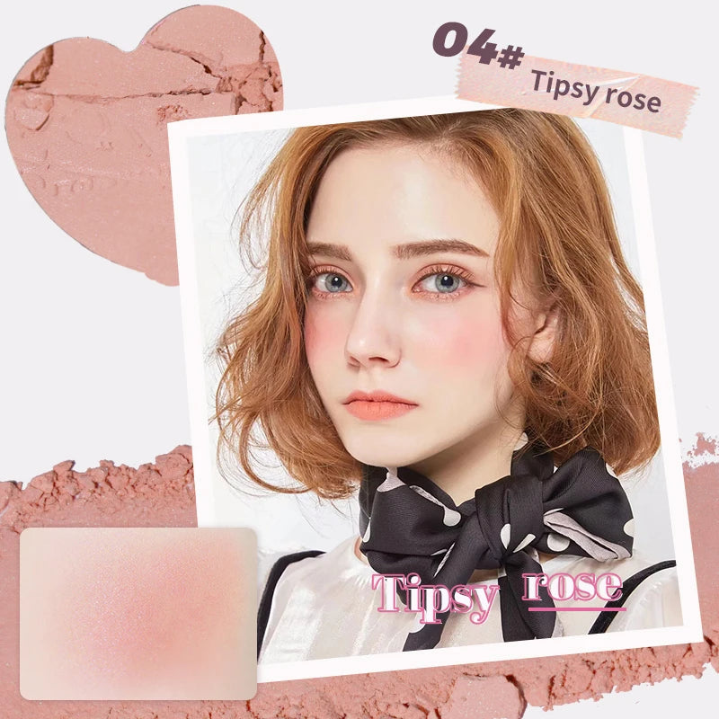 Heart-Shaped Korean style Powder Blush, Soft Matte Finish with Subtle Shimmer, Blendable & Buildable, Lightweight & Long-Lasting Qme 04