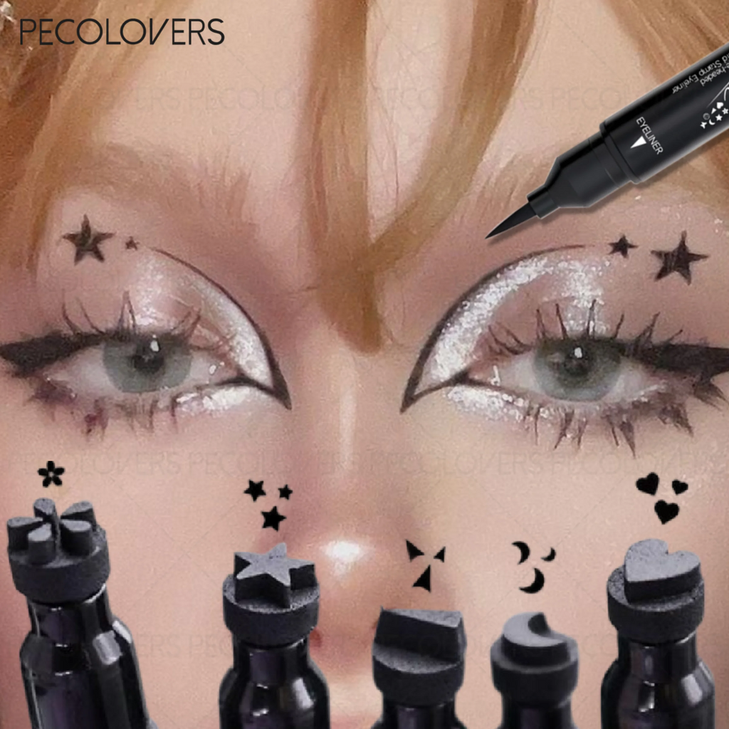 Ultra-fine Tip Dual-ended Eyeliner Black Multi-pattern Stamp Cat Eye Qme