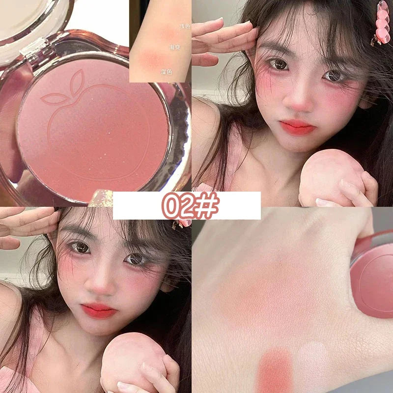 Peach Pink Blusher Matte Purple Cheek Tint Blush Makeup Lasting Brighten Facial Silky Smoothness Rouge Powder Palette Cosmetics Qme B-02