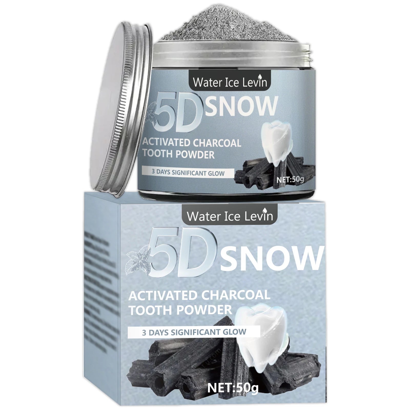 Bamboo Charcoal Teeth Whitening Powder - Natural Whitening and Deep Cleaning for Men and Women, Freshens Breath, Daily Use Toothpaste, 1 Piece Qme 50g Box