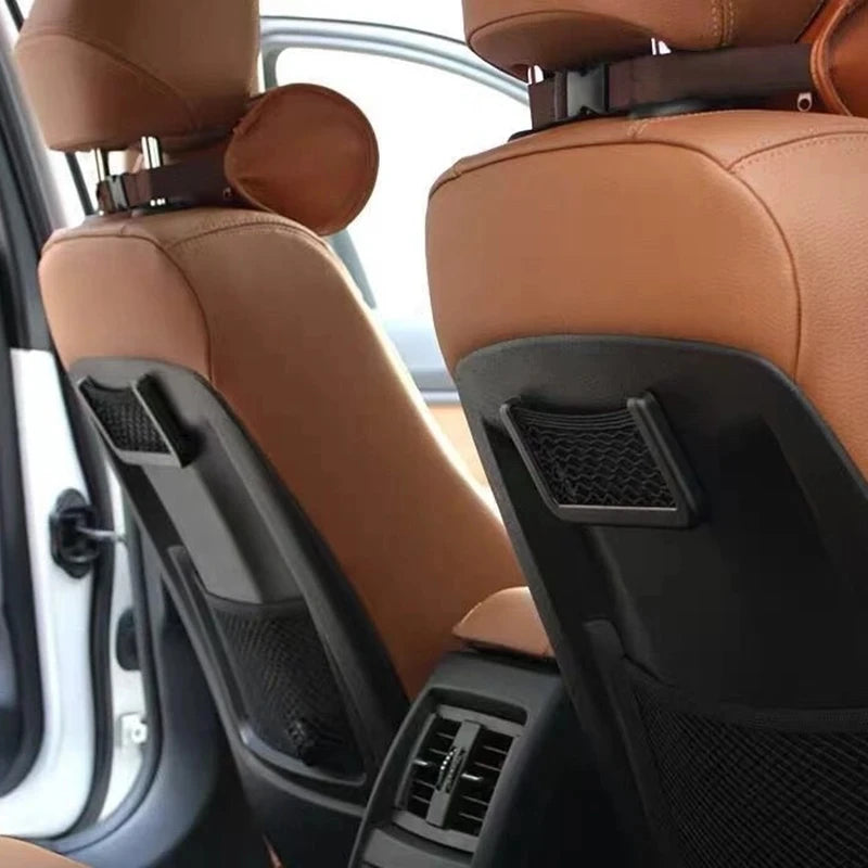 4Pcs Auto Seat Side Interior Back Sundries Pocket Mesh Storage Bag Phone Net Pocket Holder Car Storage Bag Elastic Flexible Nets Qme