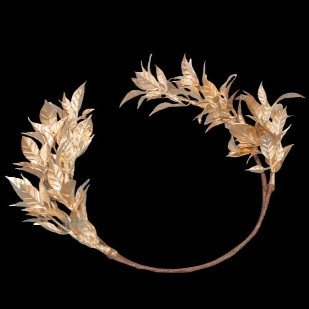 Vintage Gold Bride Wreath Headband Handmade Braided Maple Leaf Wedding Crown Delicate Ribbon Headwear Qme
