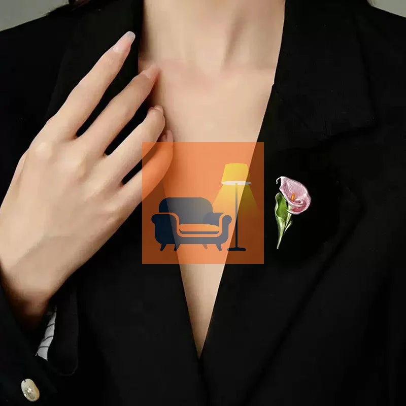 Pretty Lily Flower Brooches For Women Unisex 4-color Enamel Plants Party Office Brooch Pin Gifts Qme