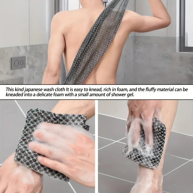 Exfoliating Bath Scrub Towel Ergonomic Handle Back Arms Legs Gentle Qme
