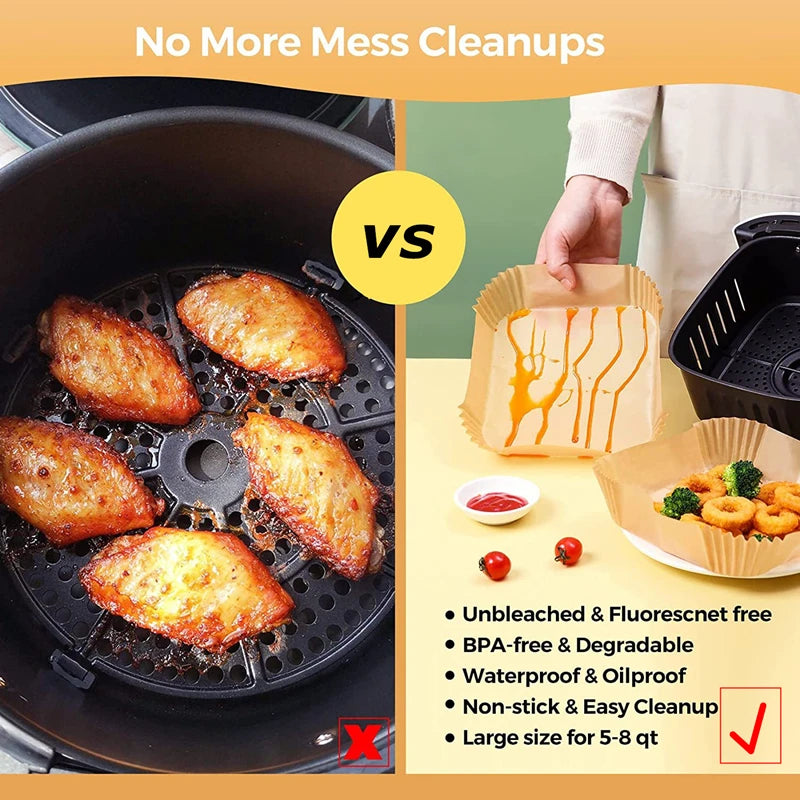 50/100Pcs Air Fryer Disposable Paper Parchment Wood Pulp Steamer Cheesecake Air Fryer Accessories Baking Paper For Air Fryer Qme