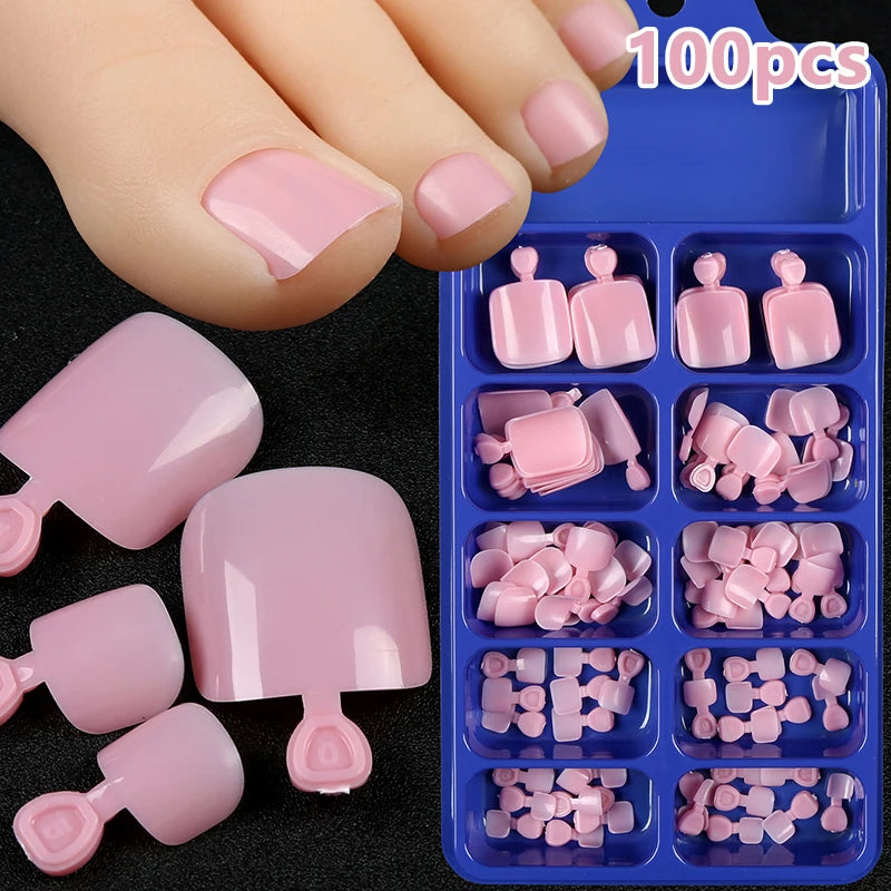 Fake Toenail Natural Solid Press Toe Foot Full Cover Square Nails Art Qme Purple