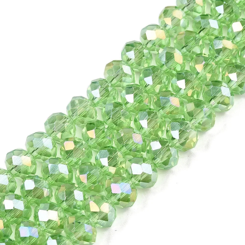 PandaHall 20strands glass Multicolor Beads AB Plated Faceted 8x6mm for DIY Jewelry Making Qme Pale Green