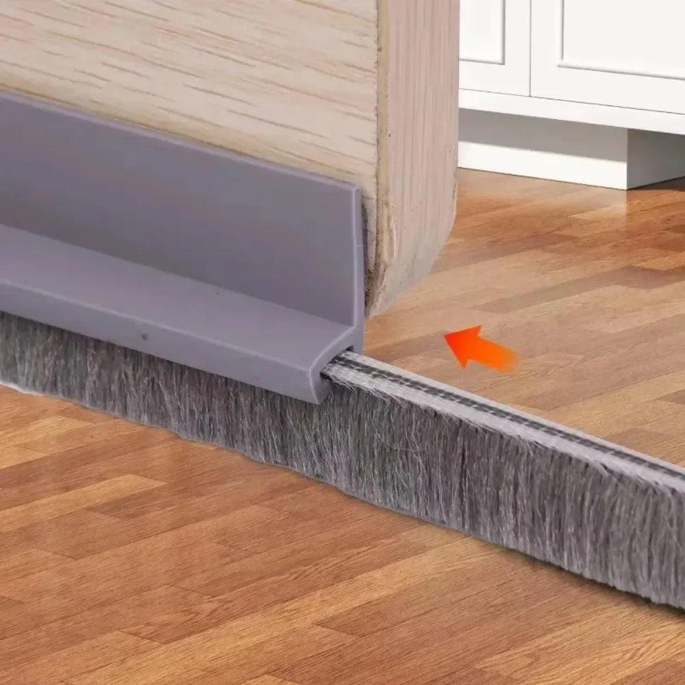 3/2/1M Door Sealing Strip Self-adhesive Door Bottom Gap Filling Insect Proof Brush Strip Windproof Soundproof Door Stopper Strip Qme