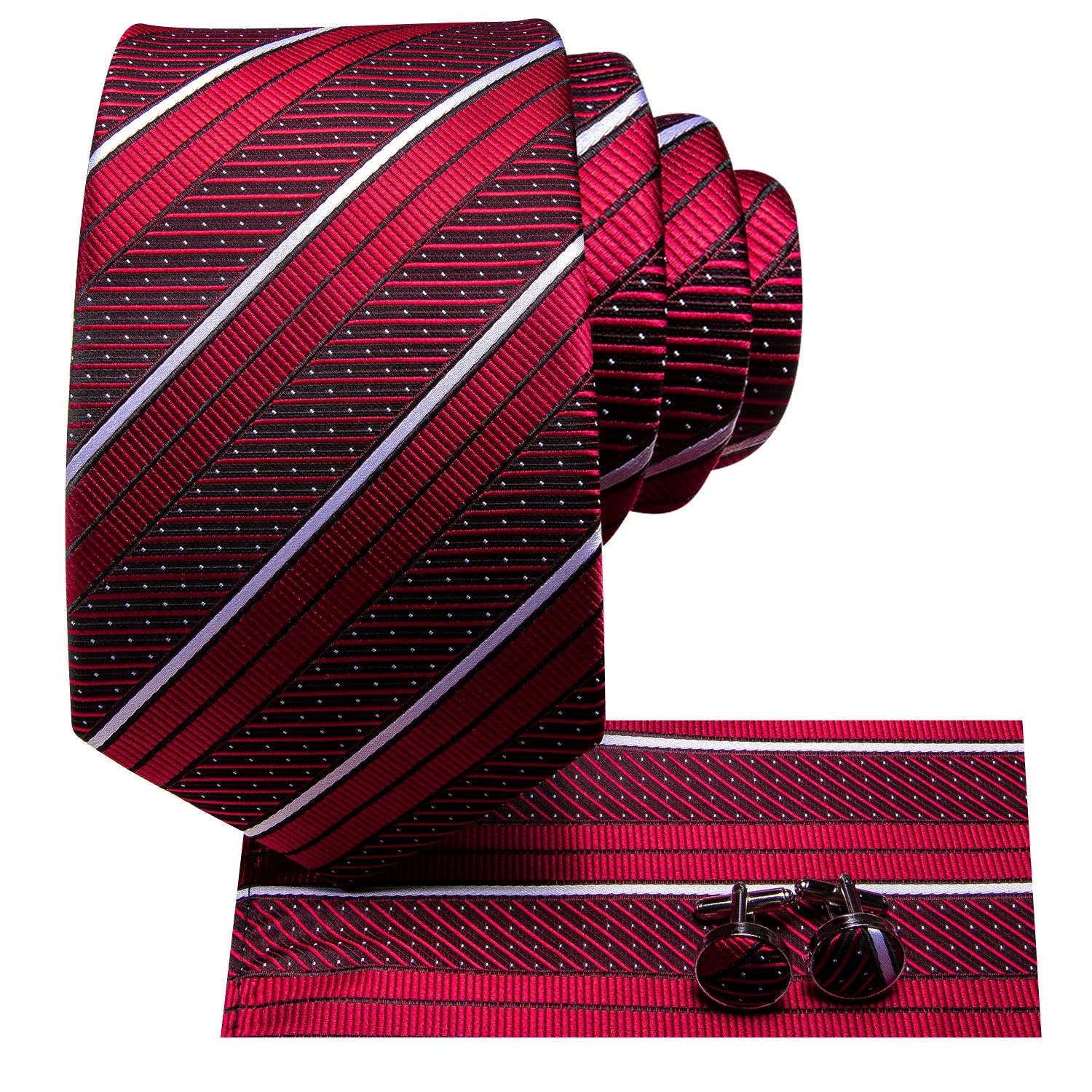 Hi-tie Red Black Blue Striped Designer Men Elegant Necktie Hanky Qme