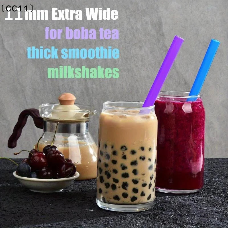 Colorful Reusable PP Wide Straws Milk Tea Shakes Popsicles Food-safe Qme