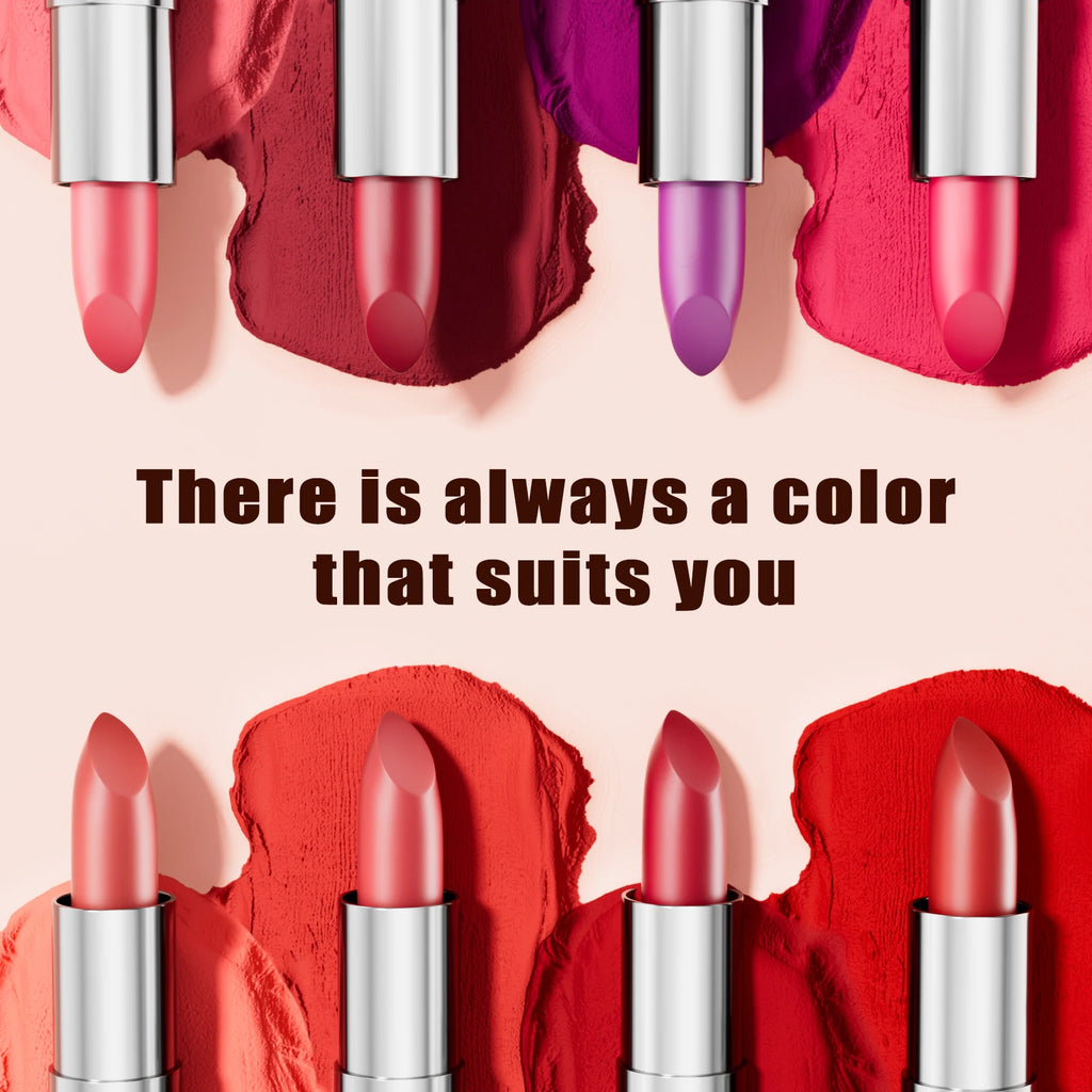 6-Color Matte Lipstick , Non-Fading, Non-Stick Cup Long-Lasting Velvet Finish, Smooth Matte Lip Color Waterproof Smudge-proof Qme
