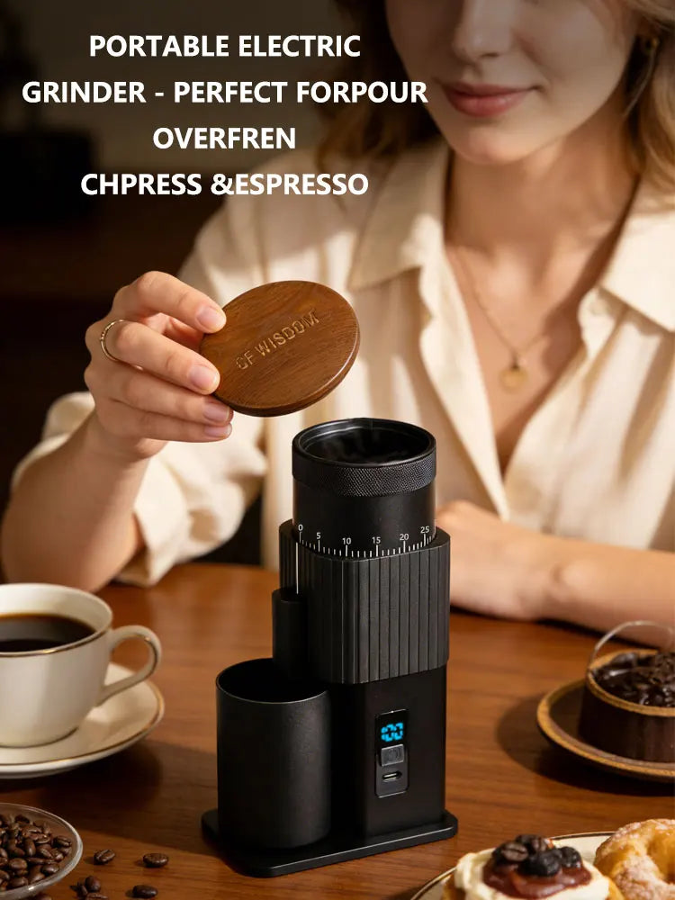 Coffee Grinder Electric Portable Bean USB Rechargeable Burr Mill Home Qme
