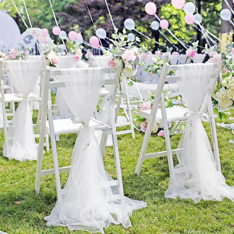 1PC 500cm*48cm gauze gauze wedding layout arch decoration garden party stairs chair back decoration organza Qme