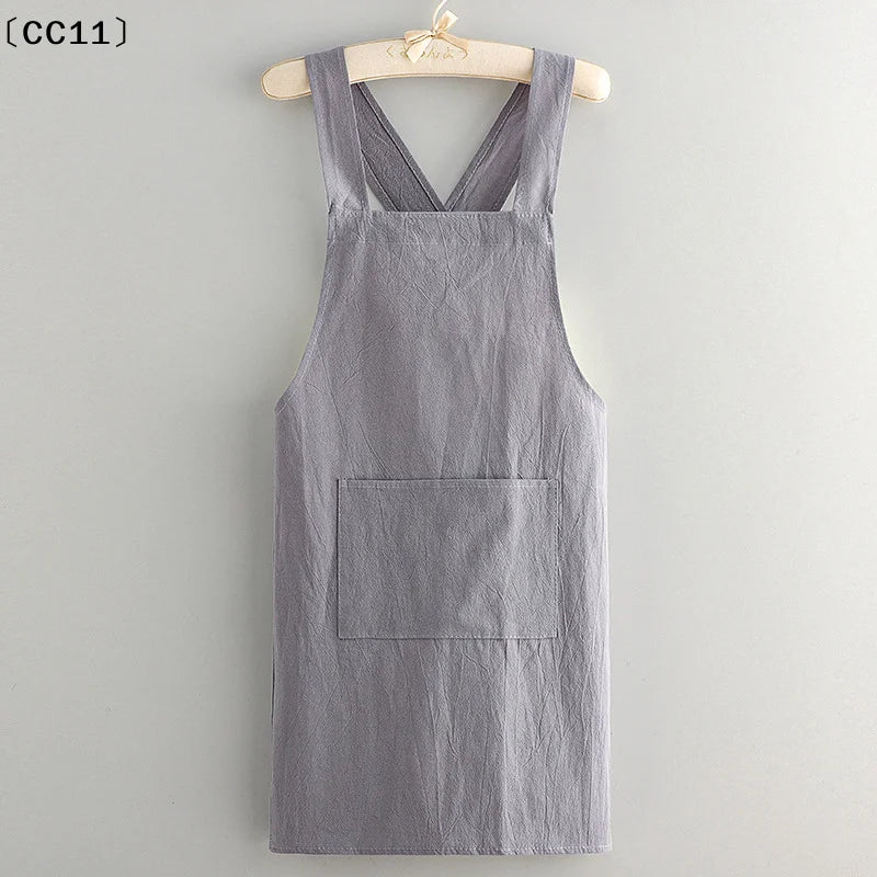 Cooking Cotton Kitchen Aprons Breathable Wear Resistant Adult Waist Qme