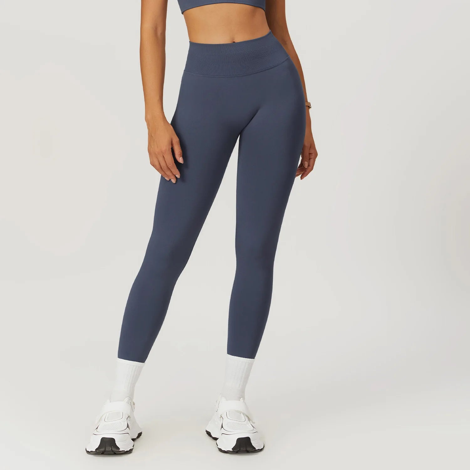 A Scrunch Butt Women Yoga Pants Seamless Sports Leggings High Waist Gym Fitness Tights Quick Drying Workout Pants Qme blue-gray M