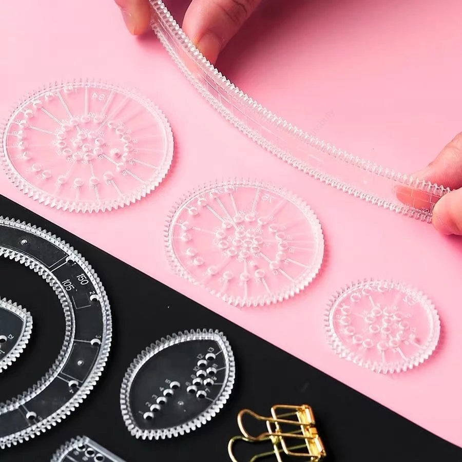28 Pieces/set Multifunctional Ruler,magic Template, Create Stunning Spiral Drawings, Multifunctional Geometric Drawing Ruler Set Qme