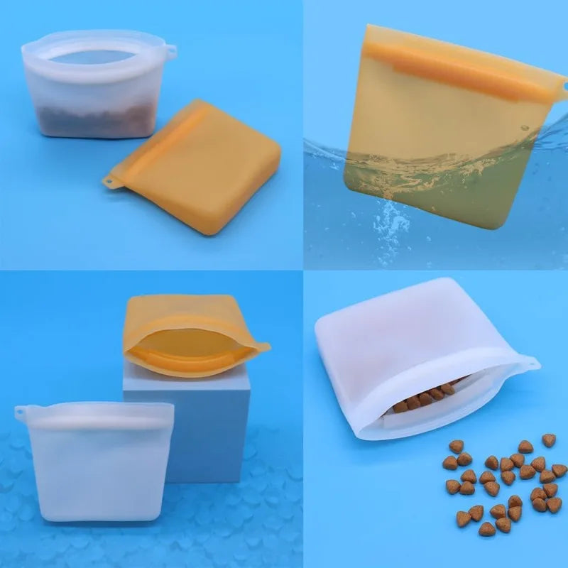Dog Snack Mini Training Bag, 4-ounce Silicone Waterproof Storage Bag, Portable Outdoor Snack Storage Bag Qme