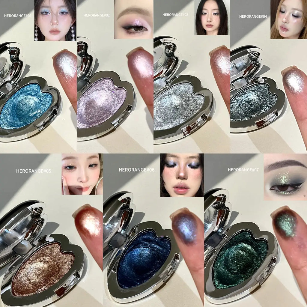 Pearlescent Lavender Eyeshadow Palette Facial Blusher Highlighter Brightening Glitter Heart-shaped Eye Shadow Makeup Cosmetics Qme
