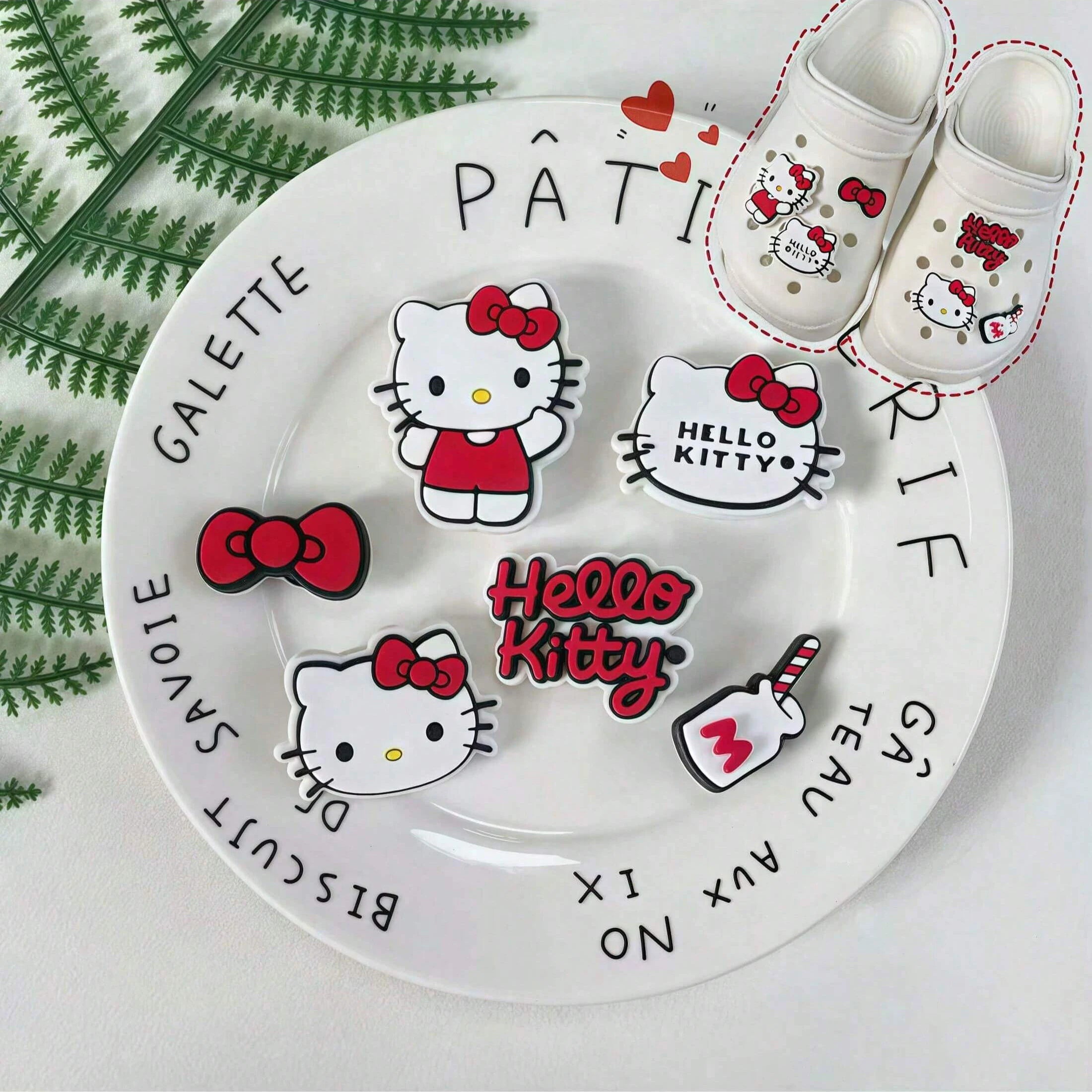 6 Hello Kitty Shoe Decor Cute Hole Shoes KT 3D Accessories Buckle Qme