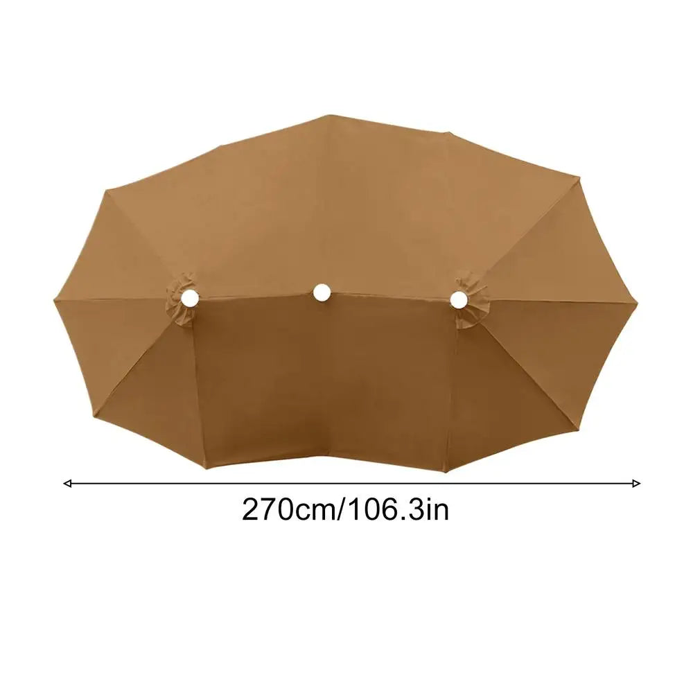 Replacement Umbrella Canopy 8.86ft 12 Ribs Waterproof Double Sided Triple Parasol Cover Umbrella Fabric Replacement For Backyard Qme China Mainland Dark Khaki