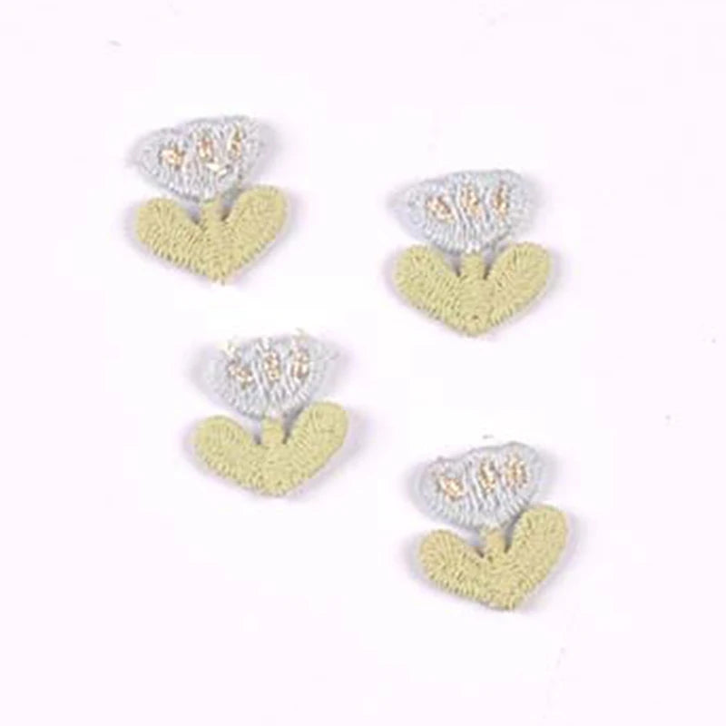 20pcs 16x17mm Assorted Color Tulip Embroidered Appliques,Sewing Decoration DIY Clothes Hair Accessories No Glue cp3854 Qme 16x17mm-6