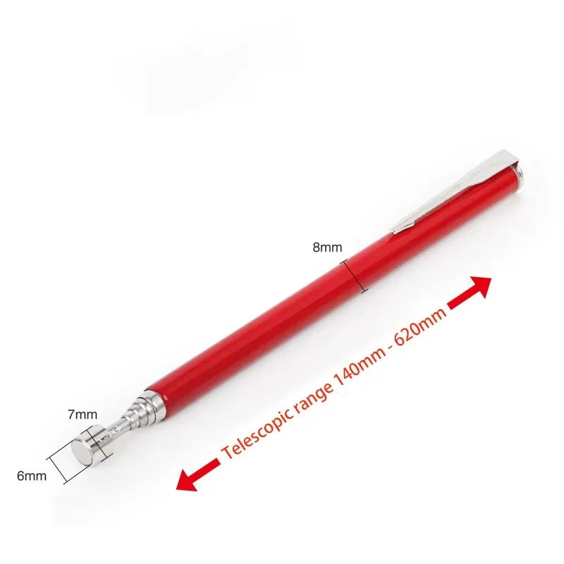 1pc Mini Portable Telescopic Magnetic Magnet Pen Handy Tool Capacity For Picking Up Nut Bolt Extendable Pickup Rod Stick Qme 2LB Red
