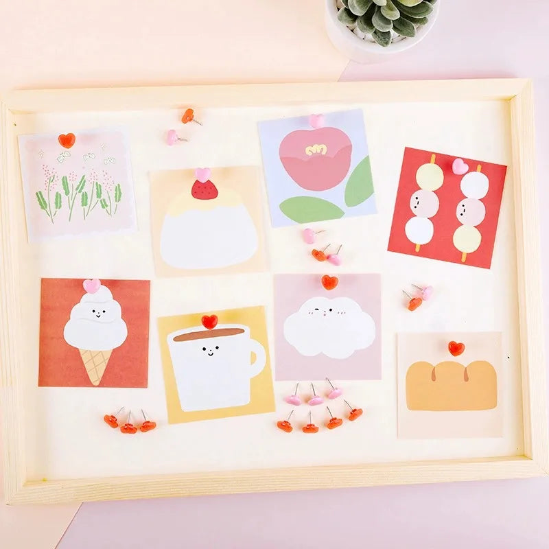 Ins Pink Creative Heart Peach Small Flat Head Push Pin Soft Wooden Qme